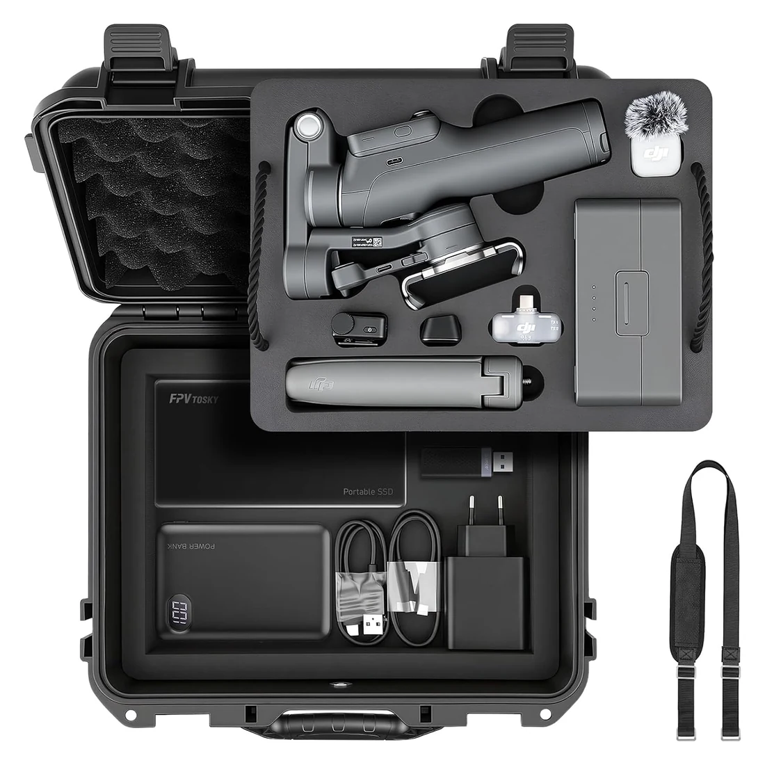 Dual-Layer Hard Case & 2 Screen Protectors for DJI Osmo Mobile 8P